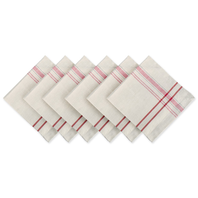Shelton Cotton Blend Striped Square Napkin, Red