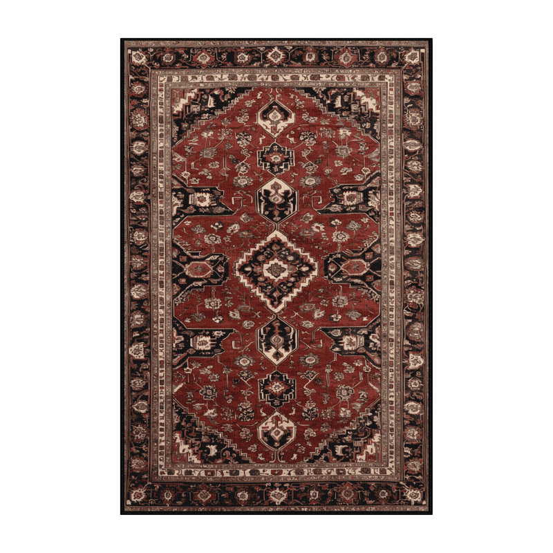 Machine Washable Persian Brown Area Rug, Runner 2' x 4'