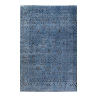 Tapis bleu / gris 6 pi 2 po x 8 pi 10 po Coderre One-of-a-Kind