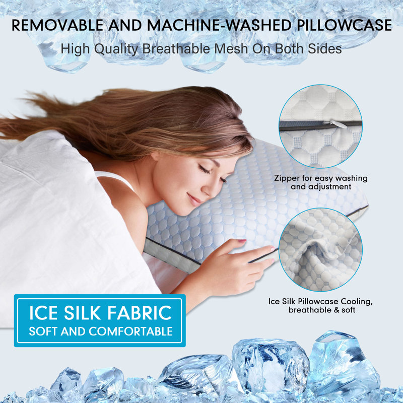Standard Blue Ventilated Memory Foam Cooling Pillow