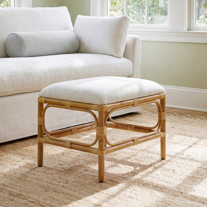 Bridgette Upholstered Ottoman, White