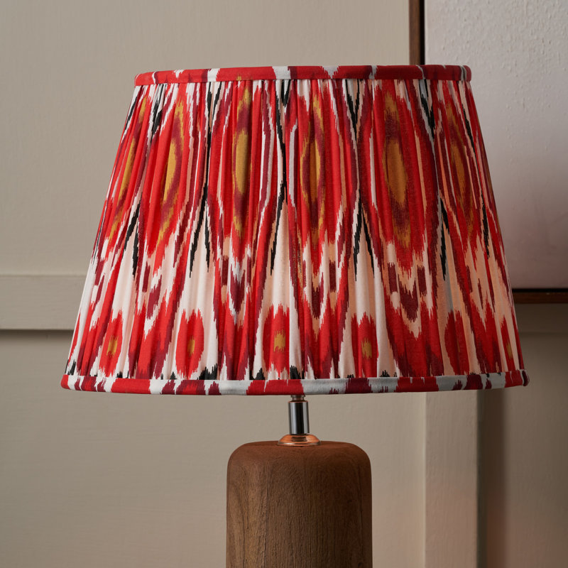 Pleated Cotton Cylinder Shade, 31cm H x 45cm W x 45cm D, Red