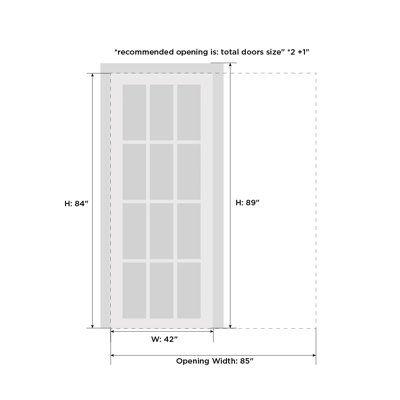 Porte coulissante à galandage avec vitrage transparent 3 carreaux Lucia 2555 Blanc Soie Ensemble de garnitures Rail Quincaillerie Bois massif Intérieur Chambre Portes robustes - 42 po x 84 po