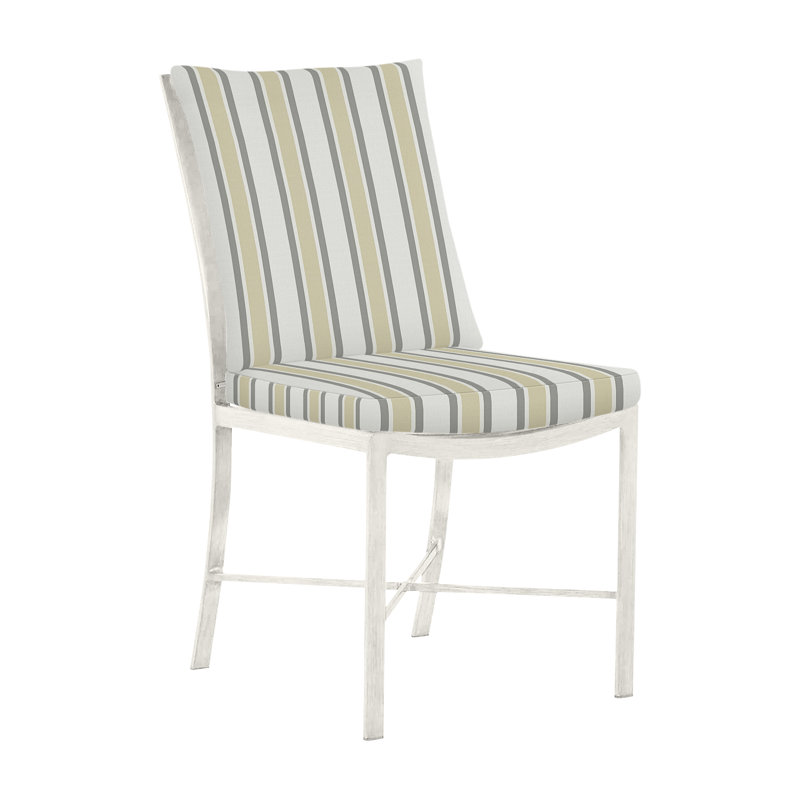 Monaco Patio Dining Side Chair with Cushions, Dove Sunbrella® Linen, No Welt, Slate Gray