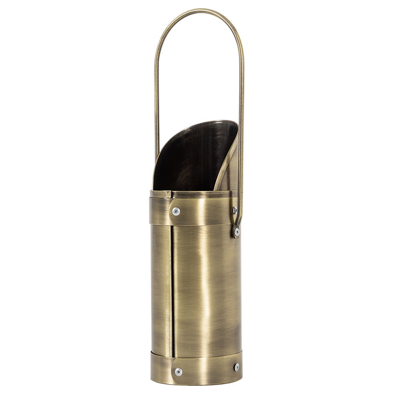 Modern Ember Match Stick Holder  | Decorative Metal Storage Bucket, Aged Brass