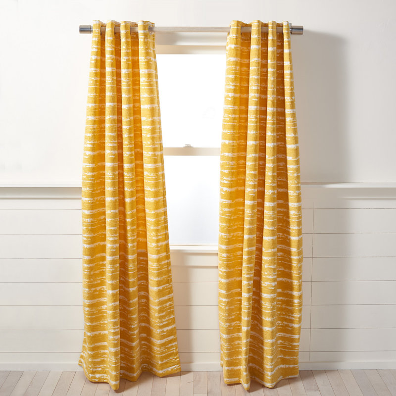 Antoni Room Darkening Curtain Single Panel, 52" W x 96" L, Yellow