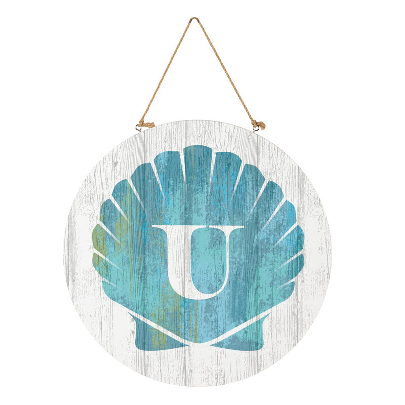 Monogramme de coquille décorative de porte côtière 18 po