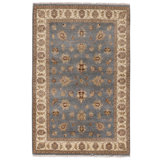 Hand Knotted Wool Area Rug in Dk Grey And Ivory