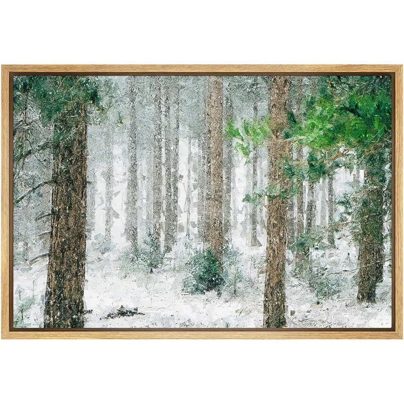 Hiver «Forêt enneigée avec arbres bruns» sur, H 24 po x l 36 po, Cadre flottant naturel