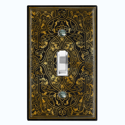 Metal Light Switch Plate Outlet Cover (French Victorian Frame Black 6 - Single Toggle)