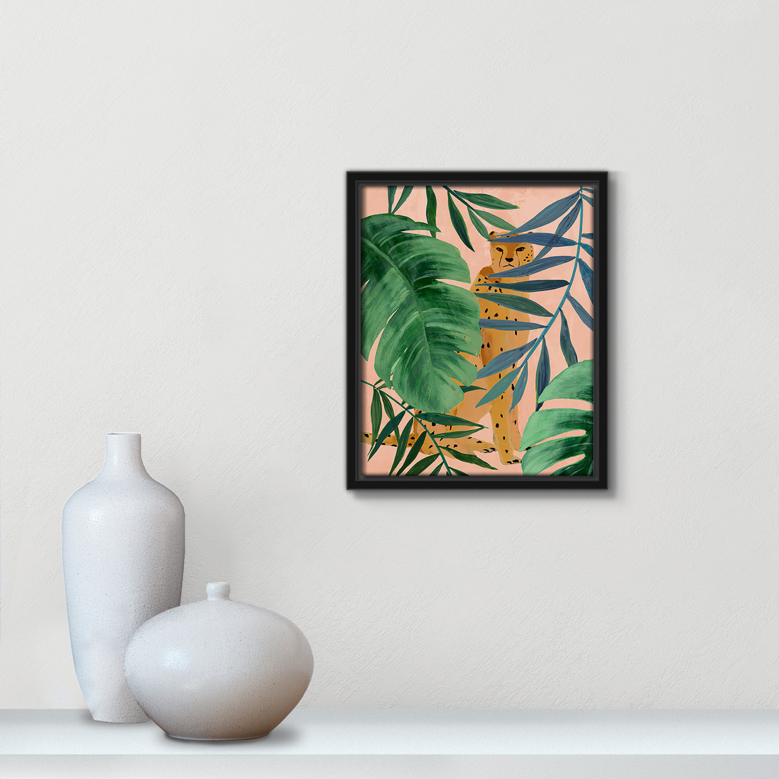 Allie "Silent Jungle" Painting by Isabelle Z, 11.5" H x 9.5" W x 2" D, Black Framed Canvas