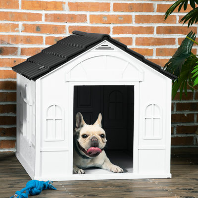 Chenil moyen pour chien - en plastique d'aspect aquatique, moderne et ventilé pour petits chiens