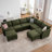 Amold 122.8'' U Shaped Couch, Large Sectional Couch 6-seater Living Room Sofa, Modular Cloud Couch With Storage Ottoman & USB-204848007