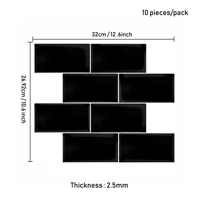 Bharati 26.92 cm x 32 cm Peel and Stick Wall Paneling ( 10-pack), Black