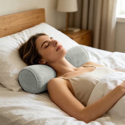 1 Pc Neck Roll Pillowcase With Zipper Round Pillowcase 5.9x15.7 In Cylindrical Pillow Cushion For Bedroom Living Room Sofa Solid Color