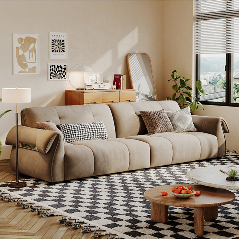 Creative Minimalist Casual Sofa, 35.83" H x 98.43" W x 39.37" D, Beige