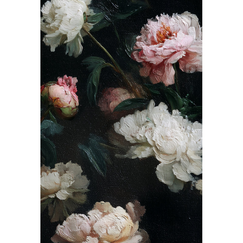 Papier peint floral pivoines, affiche murale rétro