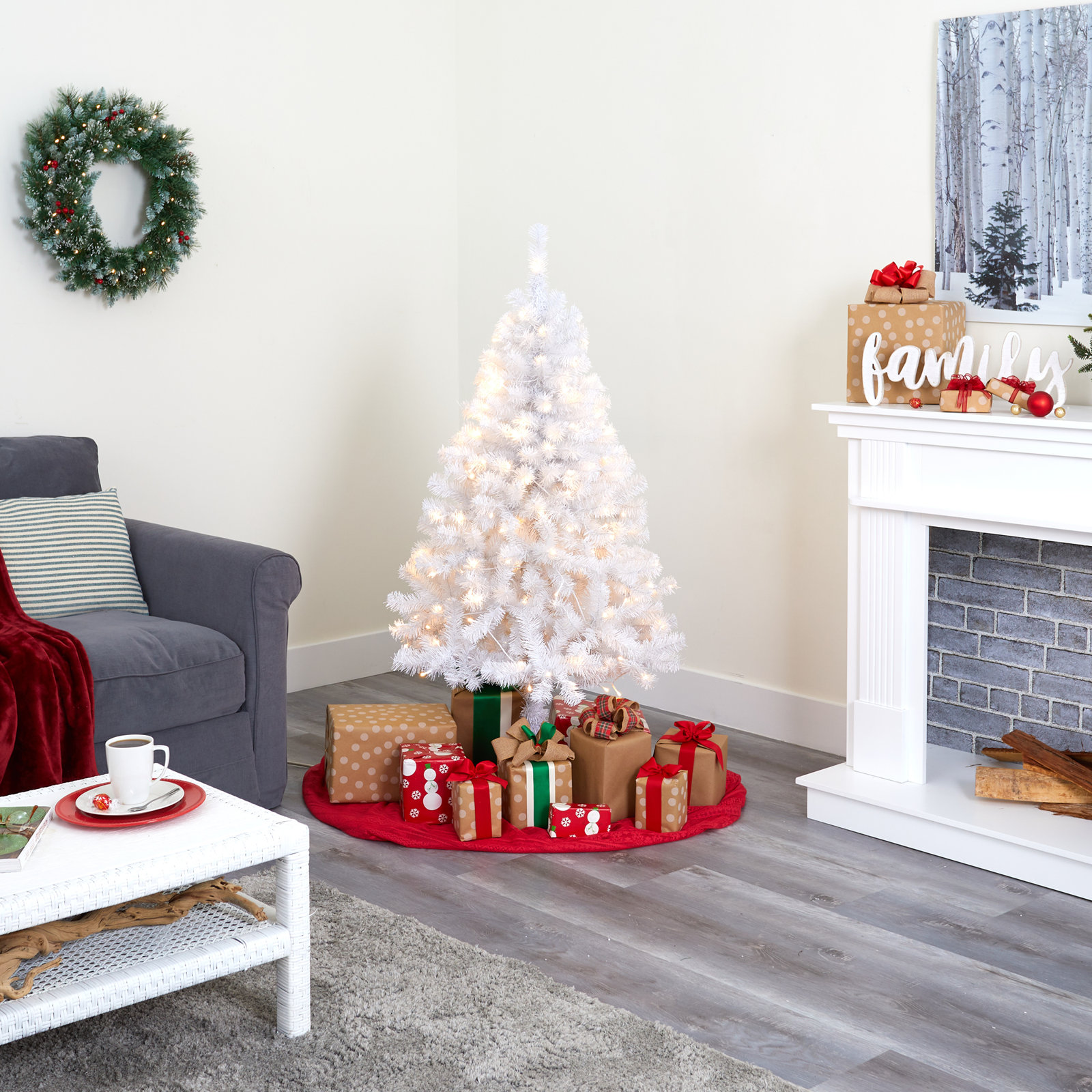 Lighted Artificial Christmas Tree, 5' H