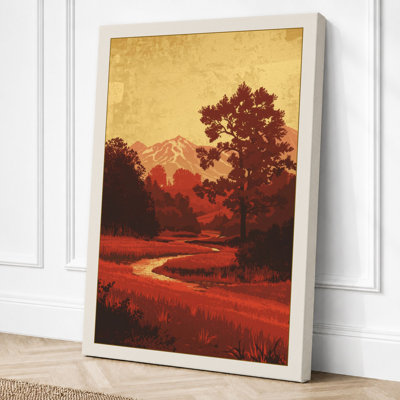 Solitary Tree at Dusk Vintage - Wrapped Canvas