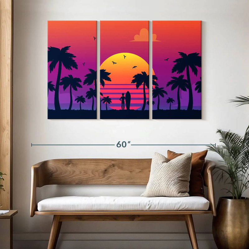 Coucher de soleil au néon Gillard, H 32 po x l 50 po