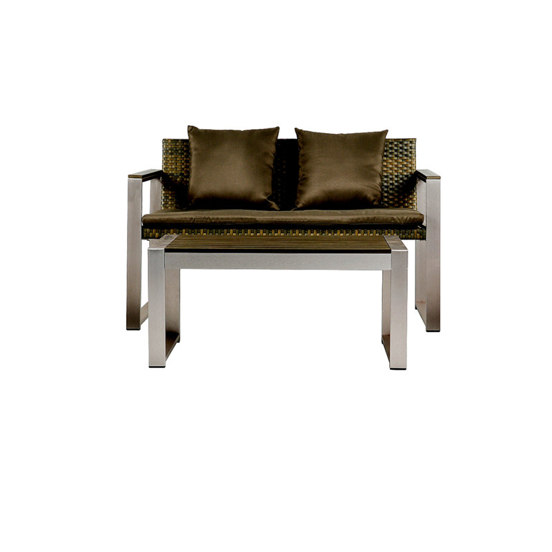 Canapé double en aluminium tissé en aluminium, Kaki