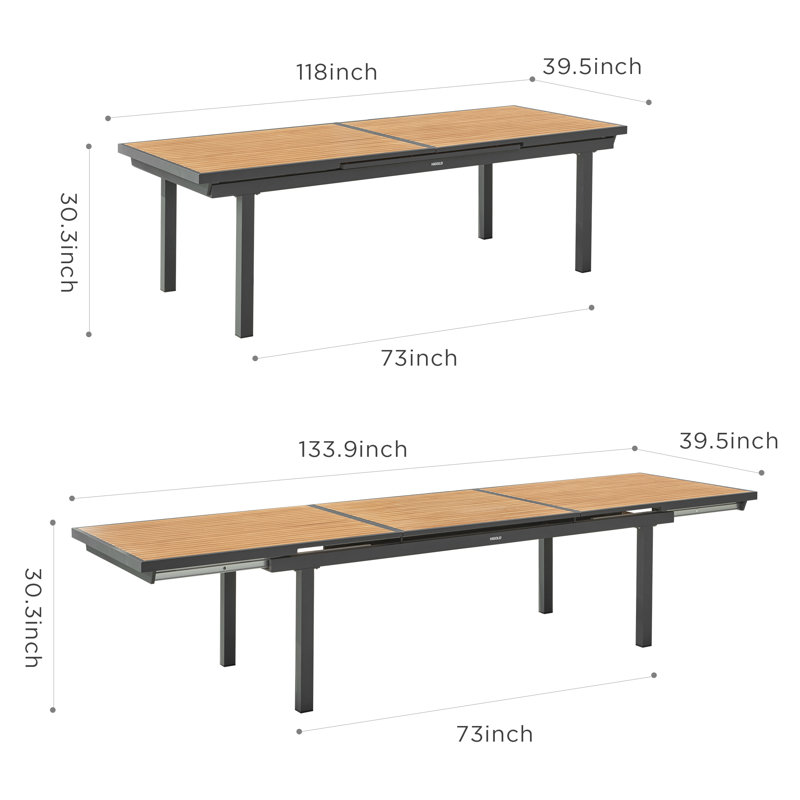 Table de salle à manger d'extérieur pour 8 à 12 personnes Heck