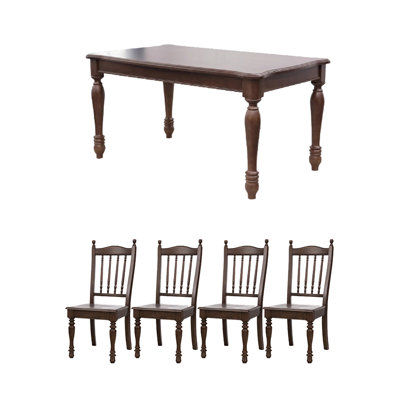 4 - Person Walnut Solid Wood Solid Wood Top Four Leg Dining Set