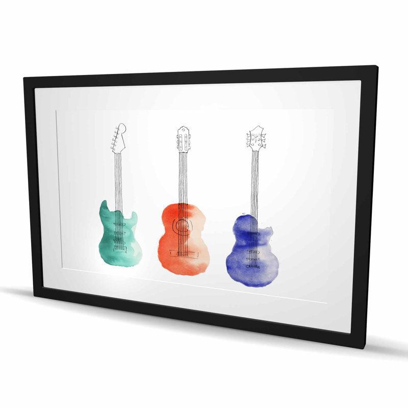 Three Guitars - Illustration de bureau encadrée pour décoration