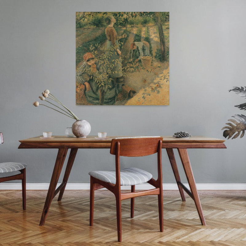 Les Cueilleurs de pommes, 1886, impression d'art abstrait impressionniste contemporain représentant un paysage de pommiers et de fruits