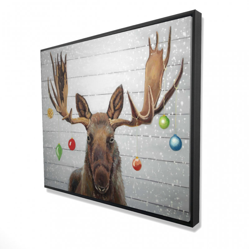 Moose Has Christmas Balls Print On Canvas