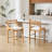 Stylish Farmhouse Upholstered Solid Wood Barstools With Metal Stirrups, Low Barstools With Cutout Solid Wood Backs Set Of 2-1293900877