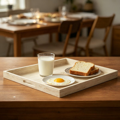 Extra Large Square Ottoman Tray With Mother Of Pearl Inlay, Handcrafted Wooden Serving Tray For Coffee Table, Breakfast In Bed, And Decorative Display