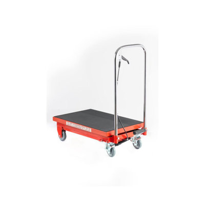 Hydraulic Lift Table Cart,500Lbs Load Capacity 28.5Inch Lifting Height, Single Scissor Lift Table With Non-Slip Pads And 4 Wheels, For Material Handling And Transportation, Red
