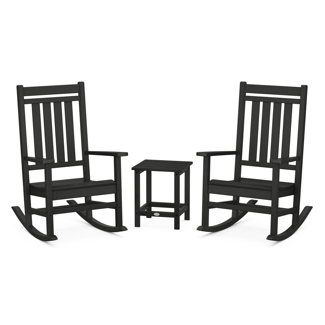Rocker Estate 3-Piece Rocking Chair Set with Long Island 18" Side Table POLYWOOD® Color: Black