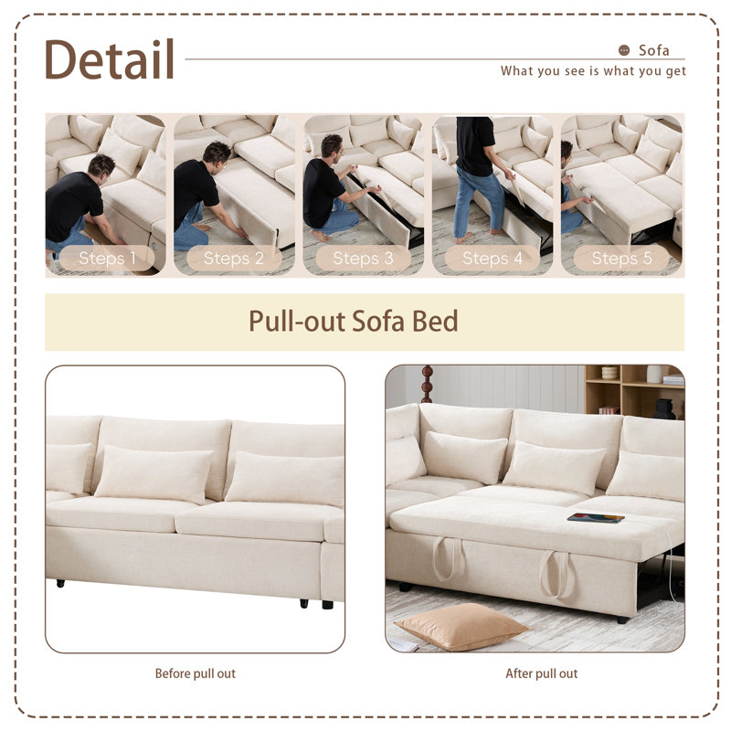 Canapé modulaire en chenille 6 places, Kaki clair / chenille beige