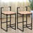 Metal Frame Bar Stools Set Of 2 With Backrest And Footrest