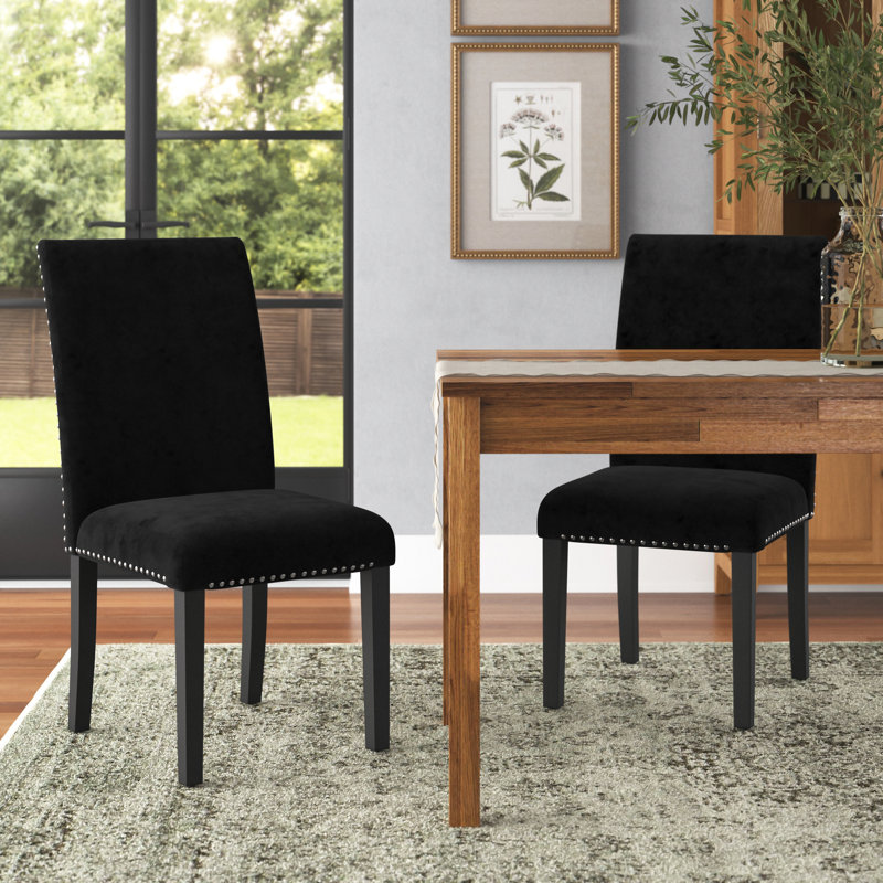 Ebeling Velvet Upholstered Side Chair, Noir