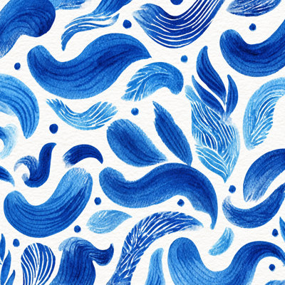 Indigo Brush Pattern Wrapped Canvas Wall Art