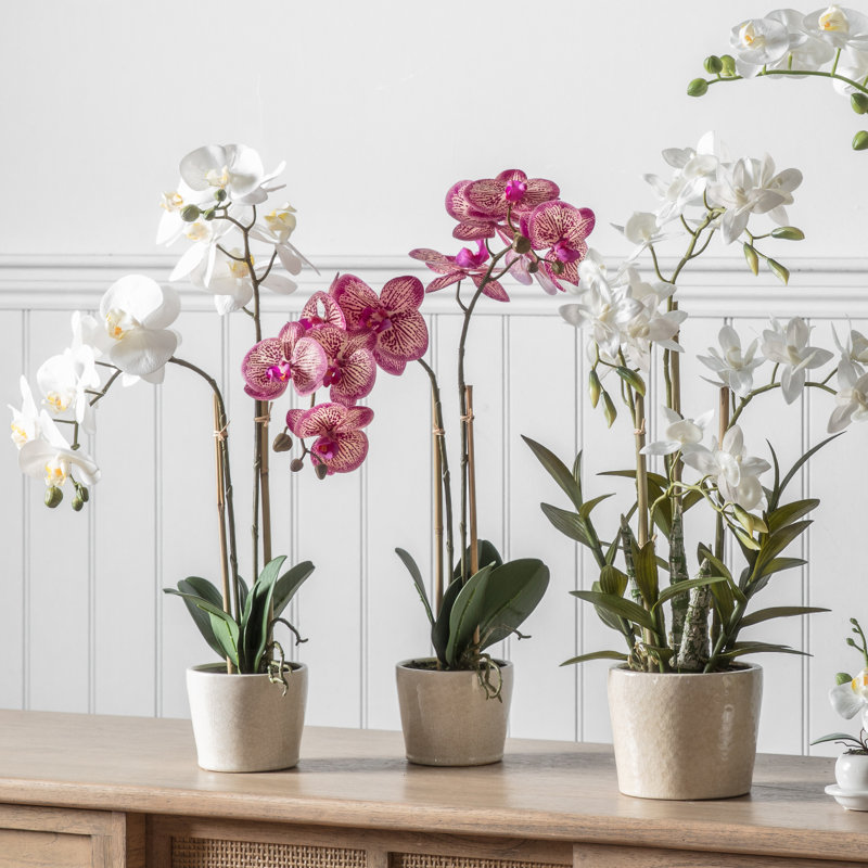50cm Faux Flowering Plant in Ceramic Pot, Pink