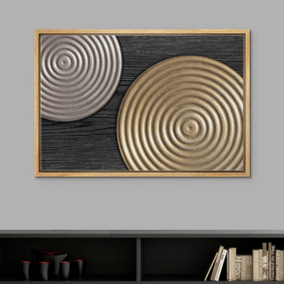 Silver Gold Circles Geometric Ring Collage Abstract Shapes Illustrations Modern Art Decor Duotone "" on -  wall26, FCV-BAE06-2203-SLM33-B.WD-16x24