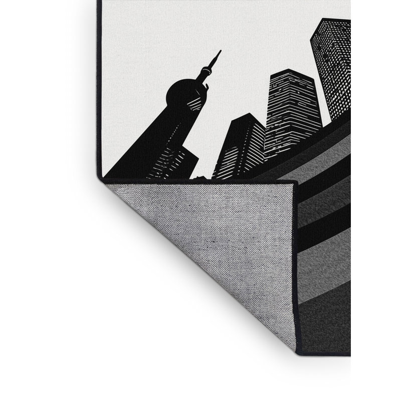 Tapis arc contemporain gris lavable à la machine Pacchiana, 6 X 9