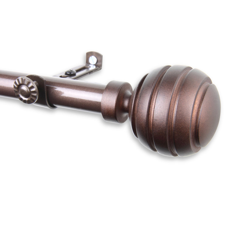 Tringle à rideaux simple pour fenêtre à 4 côtés Pepin, Cacao, 18 po à 28 po (chaque côté)