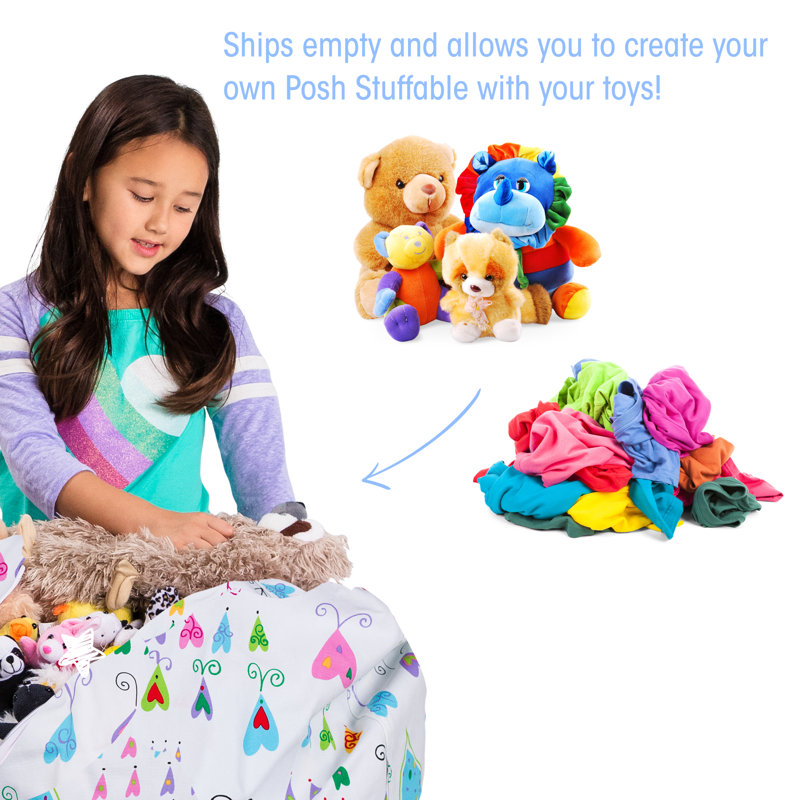 Kids Bean Bag Chair Cover - Stuffed Animal Storage & Toy Organizer with Zipper - Plush Storage Kids Bean Bag Cover only for Toddlers and Children's Rooms - Organizes Pillows, Blankets, and Stuffies - Multiple Colors, Sizes, and Fabrics