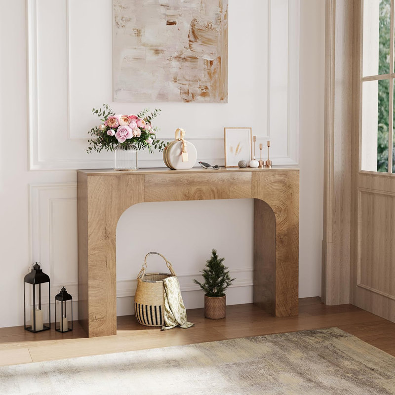 Console Farmhouse, longue table d'entrée en bois derrière le canapé, H 32,87 po x l 47,24 po x P 11,61 po, Bois de chêne