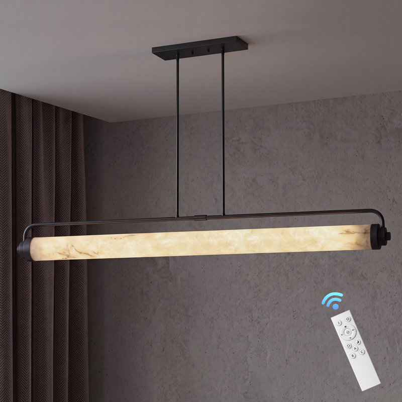 Modern Minimalist Marble-Look LED Linear Kitchen Island Pendant Light