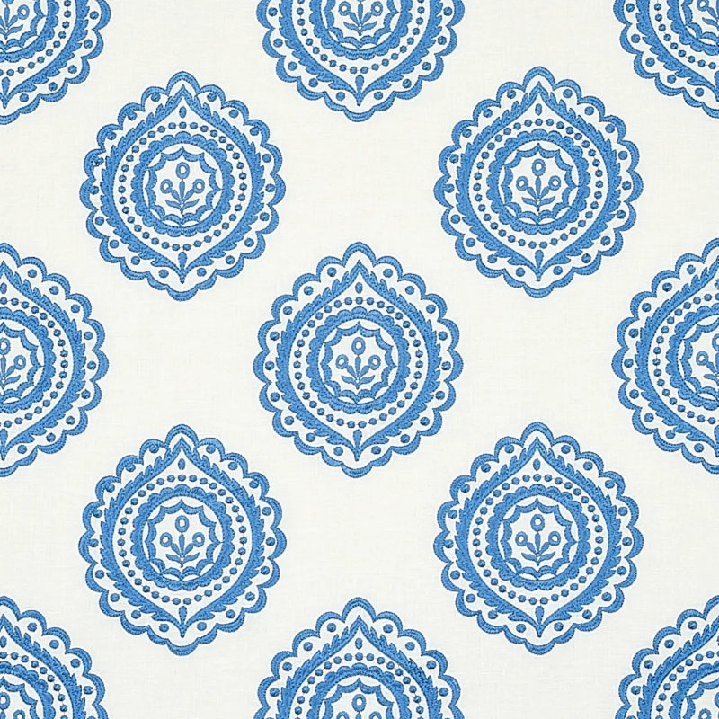 Tissu de broderie en lin Olana, Bleu