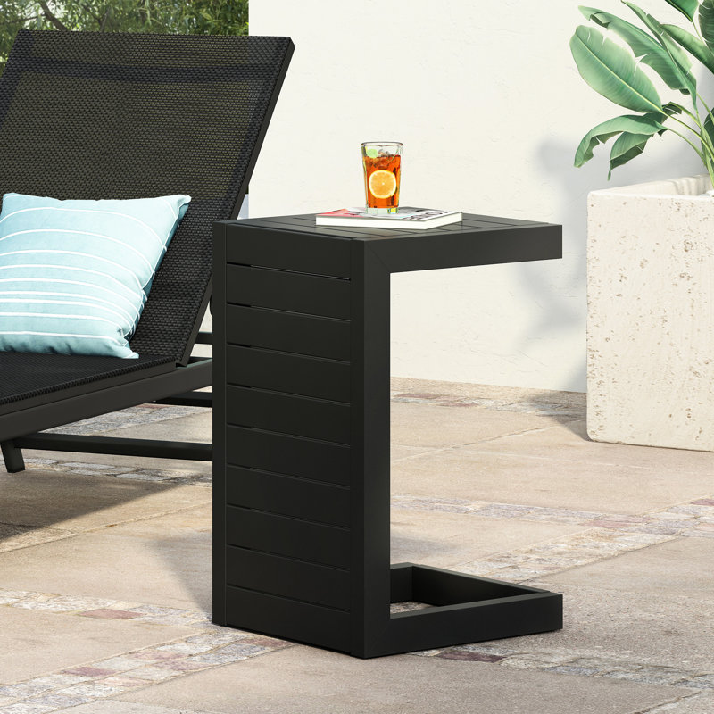 Table d'appoint en aluminium noir mat pour l'extérieur avec une finition mate
