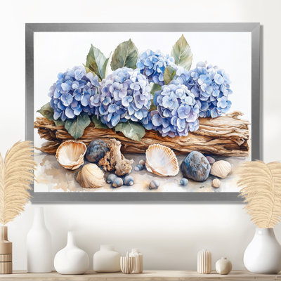 Décoration d'hortensias et de bois flottant Domoni