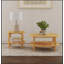 Table basse ronde en bois avec tablette inférieure, finition érable pour esthétique campagne moderne et rangement supplémentaire