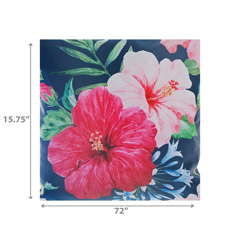 Chemin de table d'extérieur à imprimé botanique 72 po Hibiscus